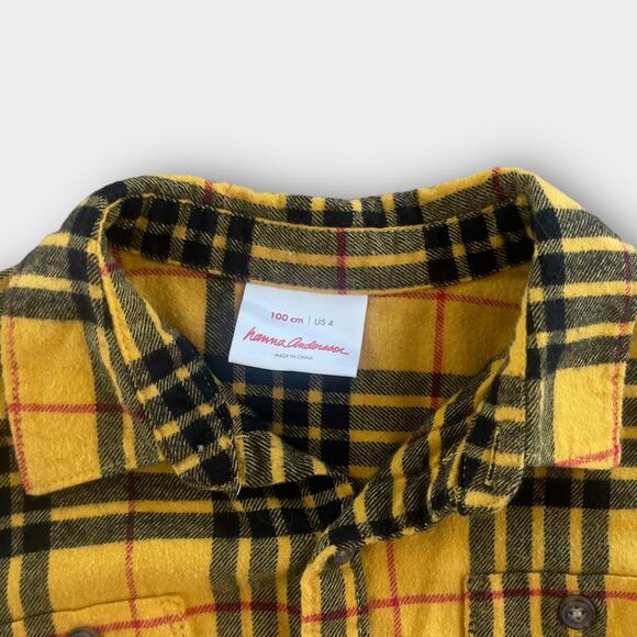Hanna Andersson Yellow Plaid Flannel Sz 4 Long-Sleeve Button-Up - Picture 2 of 5